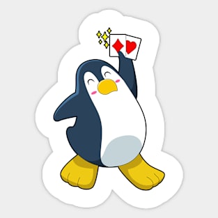 Penguin at Poker with Poker cards Sticker